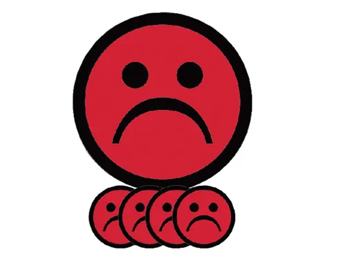 Magneet smiley 50mm emotie bedroefd rood 5 stuks