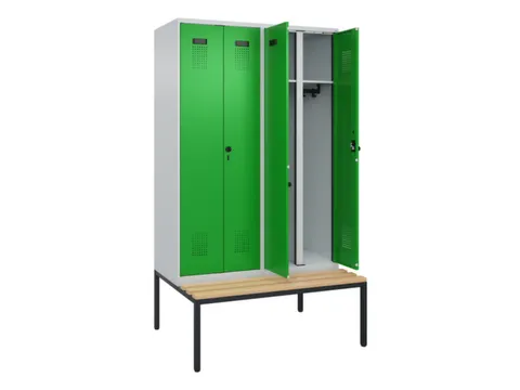 locker met bank,voor scheiding van kleding,HxBxD 2120x1200x815mm,4vak