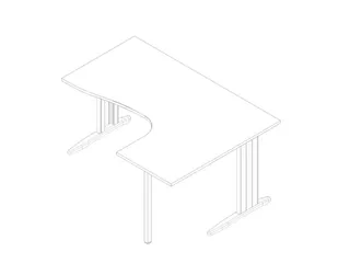 hoek-bureau,HxBxD 730x1600x1200mm,blad wit,verdieping rechts - 1