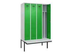 locker met bank,voor scheiding van kleding,HxBxD 2120x1200x815mm,4vak
