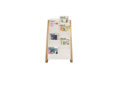 Vista 8-vaks wanddisplay wit/hout is een moderne tijdschriften- en bro