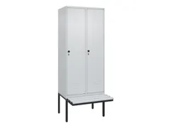 locker met bank,HxBxD 2120x800x815mm,2vak,vak B 400mm,draaigrendel