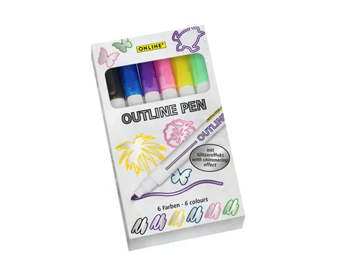 Viltstift Online Outline assorti doos à 6 stuks
