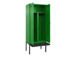 PBM-locker met bank,HxBxD 2120x800x815mm,2vak,vak B 400mm,draaigrendel