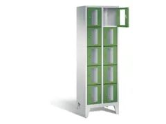 Lockerkast 1850x610x500mm 2x5 vakken Cilinderslot Poten, RAL6011