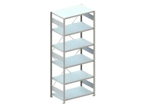 Inhaakstelling Basisveld 2500x1056x636mm 6legborden 230kg Ral7035