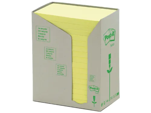 Memoblok Post-it 655 76x127mm recycled geel 16x100 vel