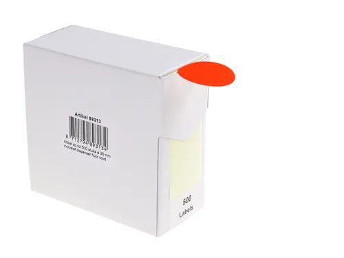 Etiket Rillprint 35mm 500st op rol fluor rood
