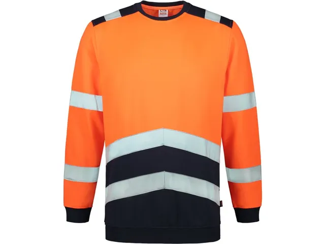 Tricorp 303004 sweater, fluo oranje/inktblauw, maat S, per stuk