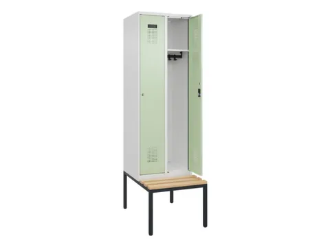 locker met bank,HxBxD 2120x600x815mm,2vak,vak B 300mm,cilinderslot