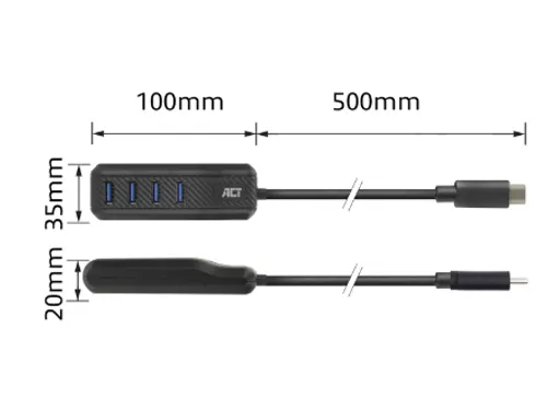 USB-C Hub 3.0 4 poorts USB-A