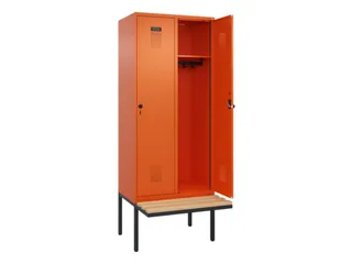 locker met bank,HxBxD 2120x800x815mm,2vak,vak B 400mm,draaigrendel - 2