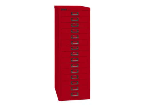 kantoor-ladekast HxBxD 860x279x380mm 15 laden romp kardinaalrood staal