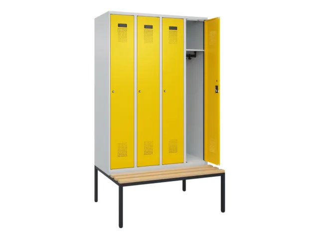 locker met bank,HxBxD 2120x1200x815mm,4vak,vak B 300mm,cilinderslot