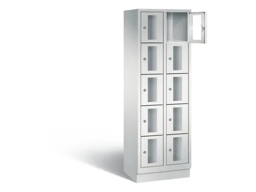 Lockerkast 1800x610x500mm 2x5 vakken Cilinderslot, Sokkel, RAL7035