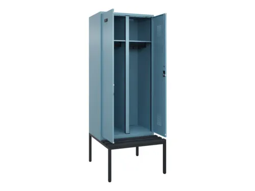 locker met bank,voor scheiding van kleding,HxBxD 2120x800x815mm,2vak