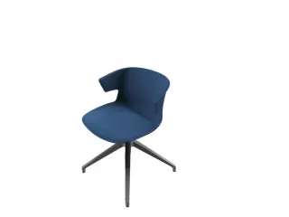 Bezoekersstoel Kunststof Kuip Blauw Spinonderstel Aluminium - 1