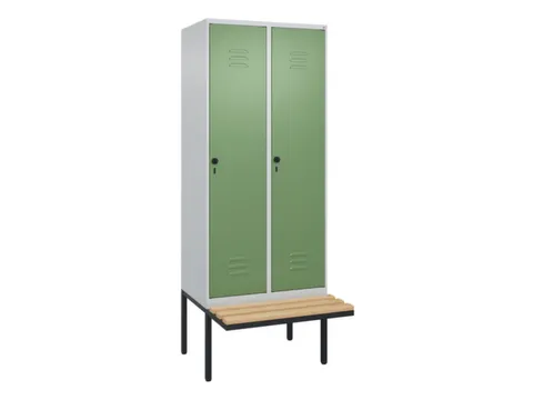 locker met bank,HxBxD 2120x800x815mm,2vak,vak B 400mm,draaigrendel