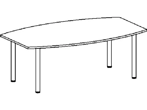 vergadertafel HxBxD 72x200x80cm vatvormig 4voeten Esdoorn Alu