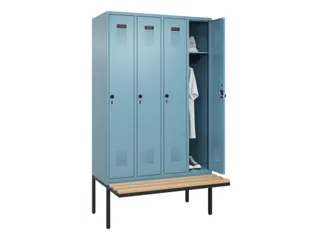 locker met bank,HxBxD 2120x1200x815mm,4vak,vak B 300mm,draaigrendel - 1
