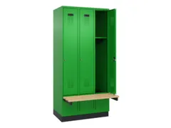 locker met bank,HxBxD 1950x900x815mm,3vak,vak B 300mm,cilinderslot