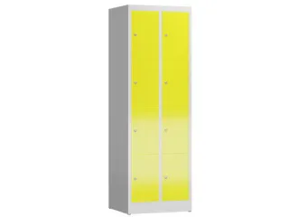 Lockerkast 1800x590x500mm 2x4 vakken cilinderslot, sokkel, RAL1018 - 1