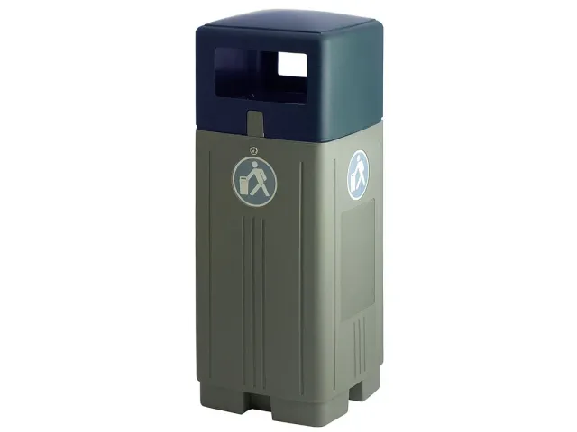 Kunststof buitenafvalbak 110 liter Grijs Blauw