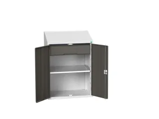 lessenaarkast 1130x800x550mm legbord en lade RAL7035 + RAL7016 - 1