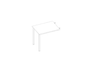aanbouwtafel,v. 4voeten,HxBxD 730x800x600mm,blad wit,2voeten wit - 1