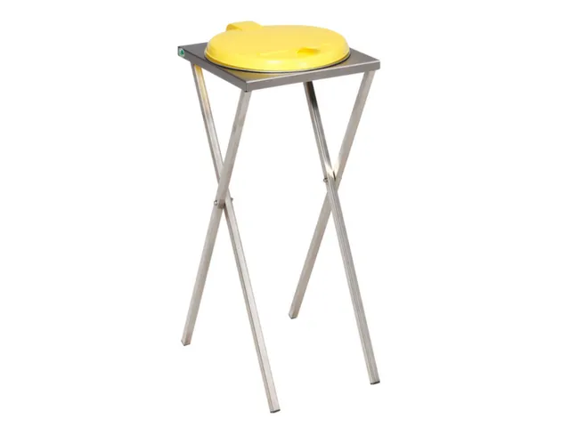 Rvs Afvalverzamelaar 120 Liter Zak 900x400x450mm Handbediening Geel