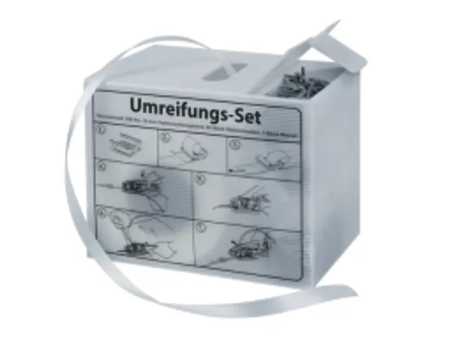 kit de cerclage,feuillard PE,agrafes,cutter,bande Lxl 200mx16mm