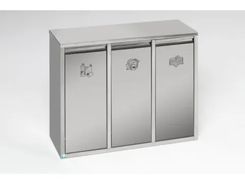 Afvalverzamelstation 3x7L 470x580x270mm kunststof binnenbak RVS romp