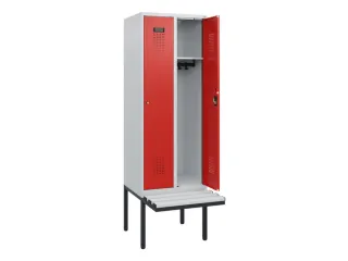 locker met bank,HxBxD 1950x600x815mm,2vak,vak B 300mm,cilinderslot - 1