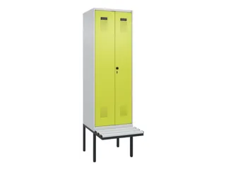 PBM-locker met bank,HxBxD 2120x600x815mm,2vak,vak B 300mm,draaigrendel - 2
