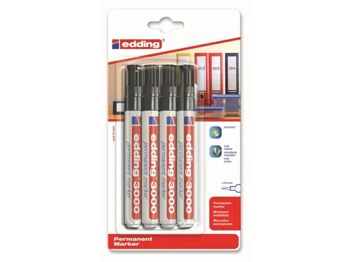 Viltstift edding 3000 rond zwart 1.5-3mm blister à 4st