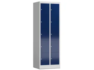 Lockerkast 1800x590x500mm 2x5 vakken cilinderslot, sokkel, RAL5010 - 1