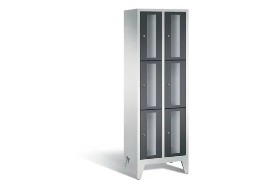 lockerkast 1850x610x500mm 2x3 vakken Cilinderslot Poten, RAL7021