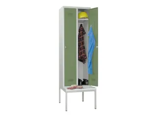 locker met bank,HxBxD 2150x600x500mm,2vak,RAL7035,front RAL6011 - 1