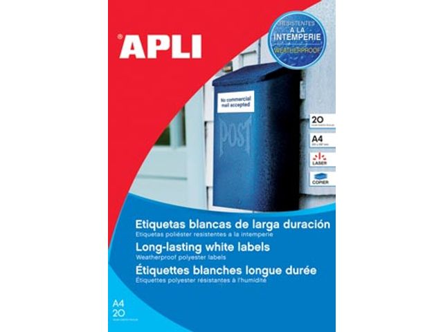 Apli Waterbestendige Etiketten ft 210x297mm wit | ApliLabels.nl