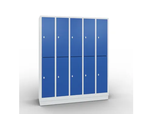lockerkast,HxBxD 1800x1480x500mm,5x2vak.,romp RAL7035,front RAL5010