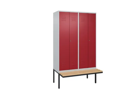 PBM-locker met bank,HxBxD 2120x1200x815mm,4vak,vak B 300mm,cil.-slot