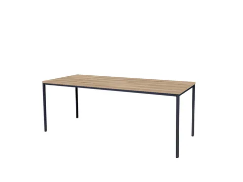 Domino Basic Tafel Vaste Hoogte 200x80 honey castello zwart 4-poots