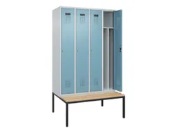 locker met bank,voor scheiding van kleding,HxBxD 2120x1200x815mm,4vak