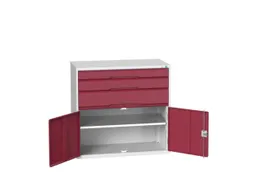 ladekast 1000x1050x550mm 3laden volledig uittrekbaar RAL7035 RAL3004