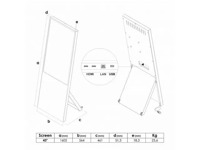 Digitaal A-Bord Spectrum met 43 Inch Samsung scherm Zwart