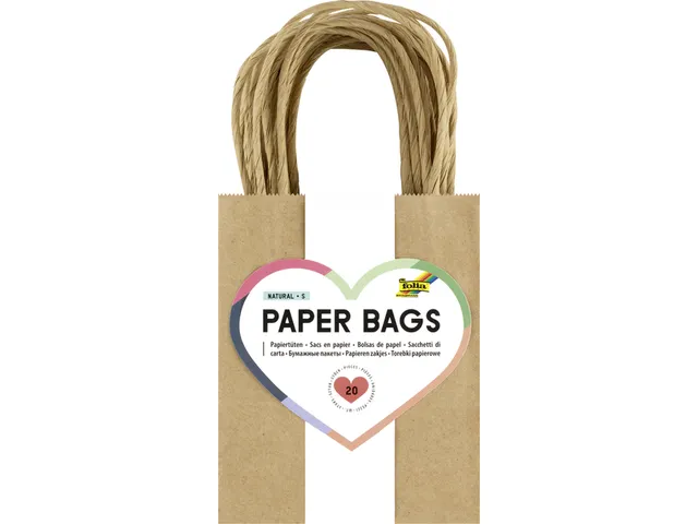Tas met handvat Folia kraftpapier 125gr 12x15x5.5cm 20 stuks naturel
