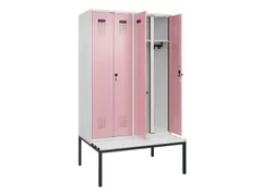locker met bank,voor scheiding van kleding,HxBxD 2120x1200x815mm,4vak