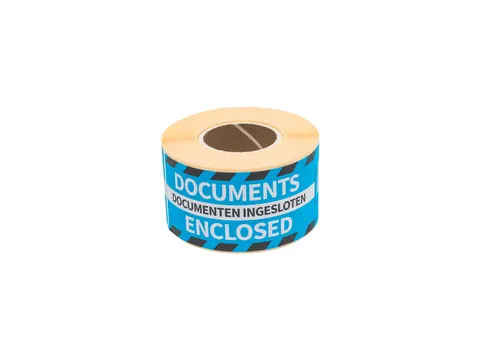 Waarschuwingsetiket Rillprint documents enclosed 46x125mm blauw 250 st