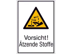 waarschuwings-combibord,v. binnen/buiten,Pas op! Bijtende stoffen