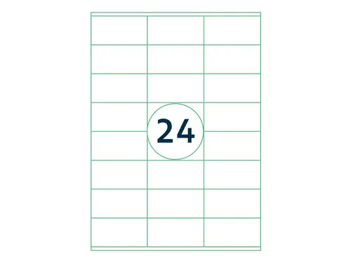 Etiketten Zelfklevend Wit 24 op A4 70x36mm 1000 Vel